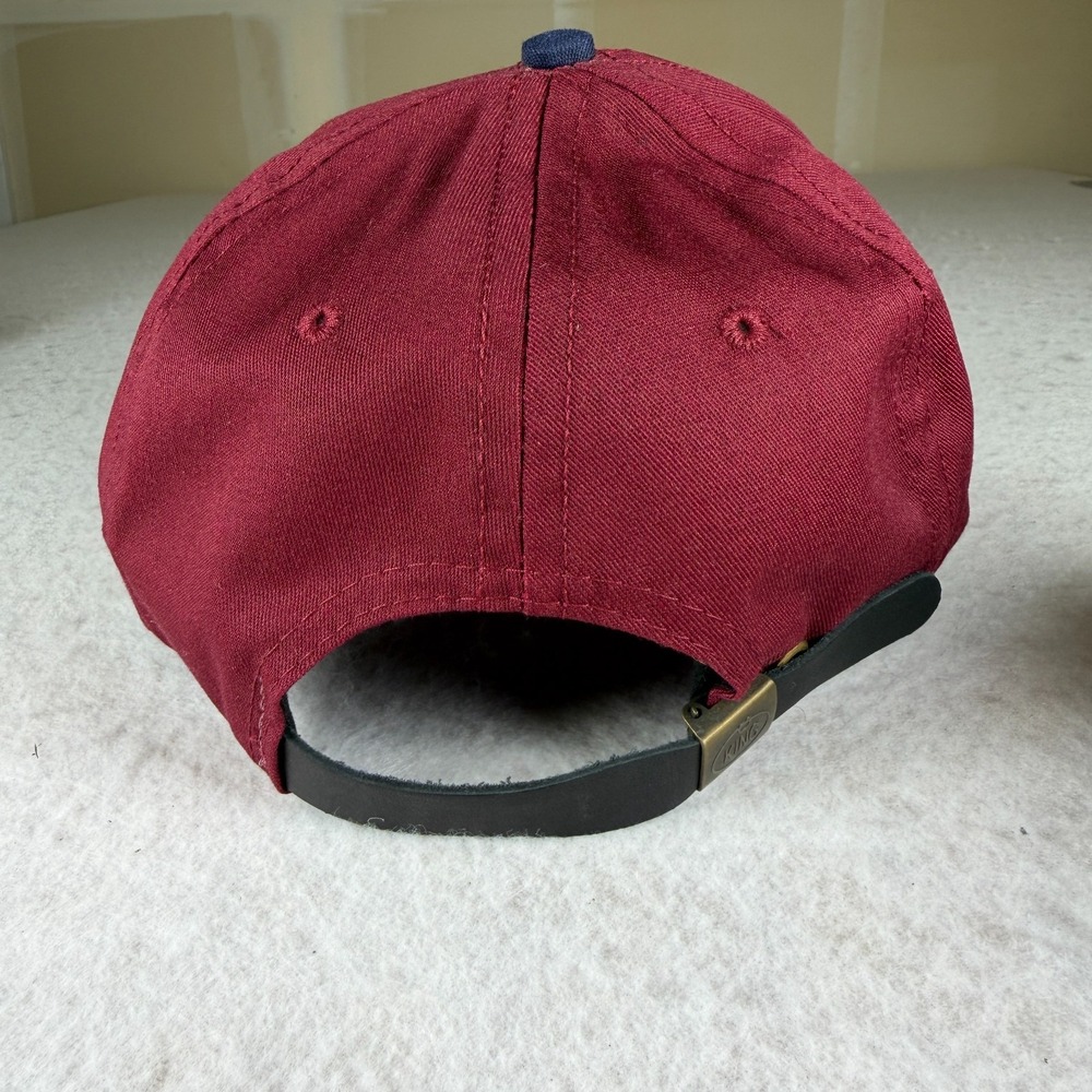 King Ropes Sheridan Wyo Imperial Hat Maroon Navy Blue Leather Strapback USA Made - Picture 4 of 7